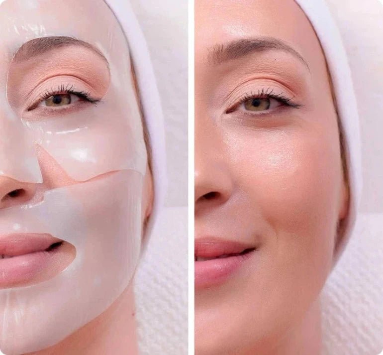 Comparison of skin texture before and after the best bio-collagen face mask.